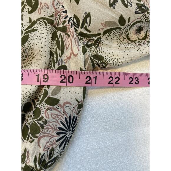 Free People Stealing Fire Dress Womens Size L Cream Green Floral Babydoll Boho - Picture 7 of 8